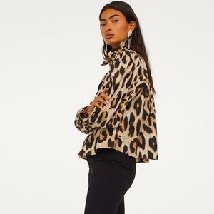 H&M Victorian style ruffled leopard blouse